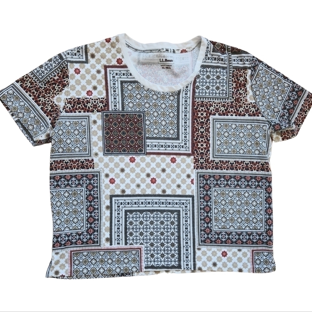 L.l.bean Patchwork Crewneck boxy crop teeshirt 2/$25